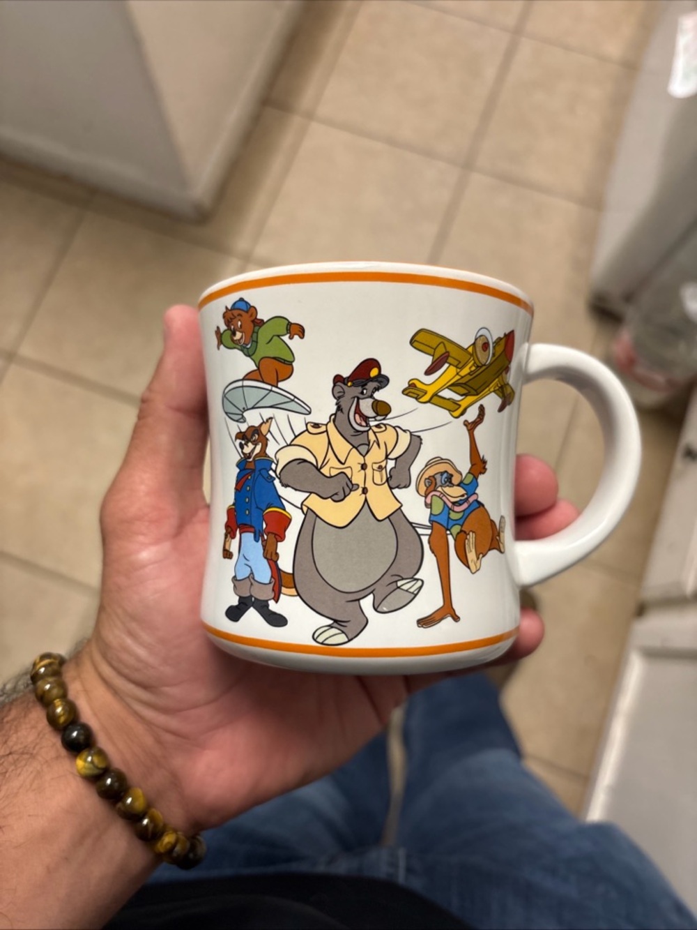 Disney Afternoon Talespin Tale Spin Mug Cup Baloo King Louie Orange 12 oz